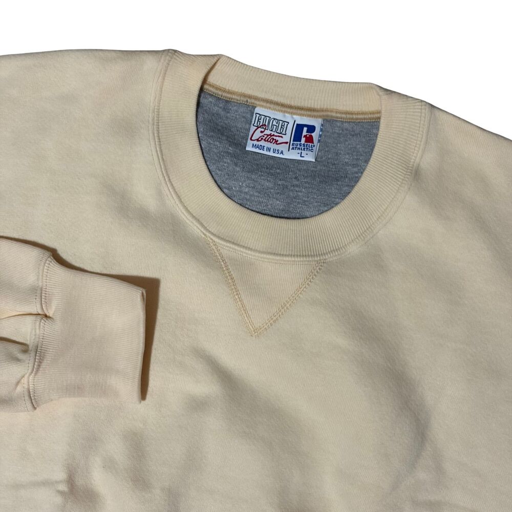 VTG Russell Athletic Sweatshirt Mens Large Cream High Cotton Crewneck USA NWT